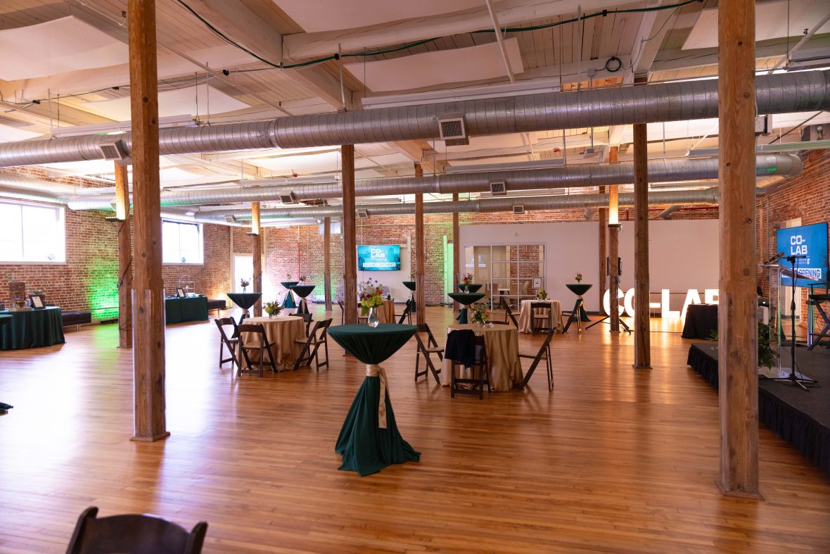 CO-LAB Grand Hall with bistro tables